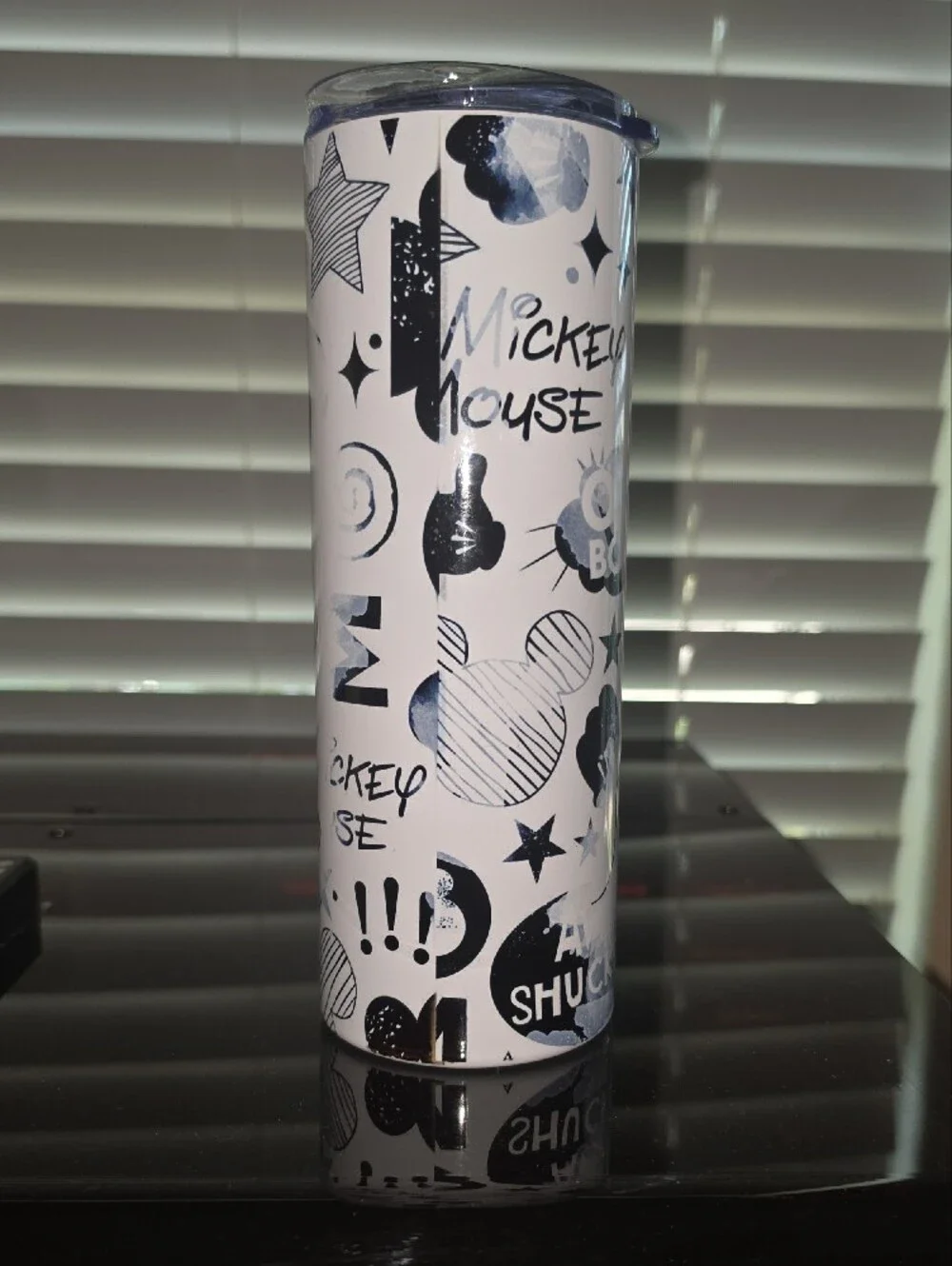 Mickey Mouse Stainless Tumbler with Lid - White, Black, Red, Yellow